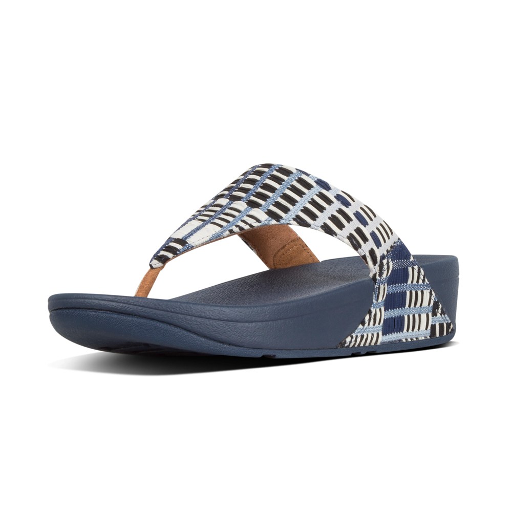 Fitflop Womens Sandals Navy - Lulu Art Toe-post - 02PHFNTIL